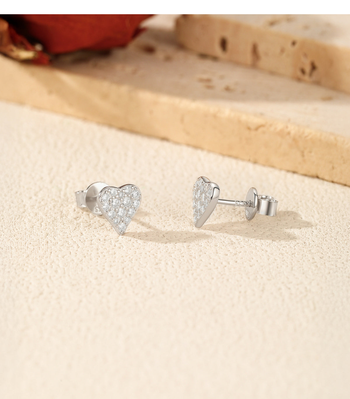 925 Sterling Silver Playing Card Moissanite Stud Earrings