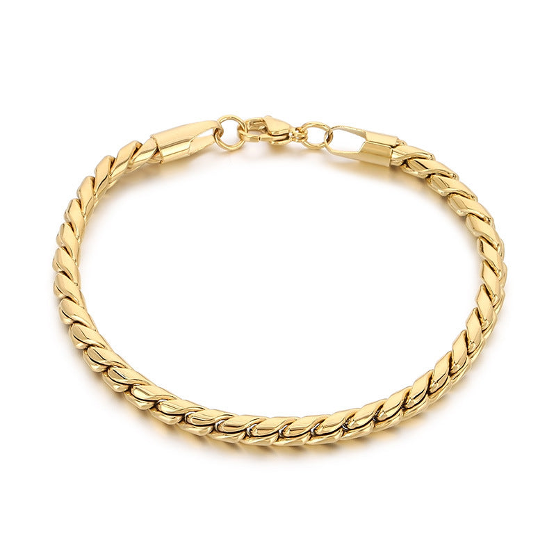 Planderful Mens INS Style S Shaped Stainless Steel Bracelet