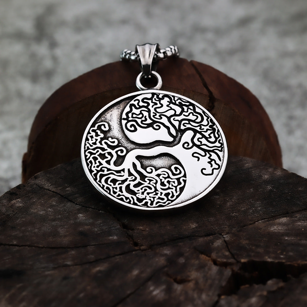 Personalized Life Of Tree Pendant Stainless Steel Necklace For Men