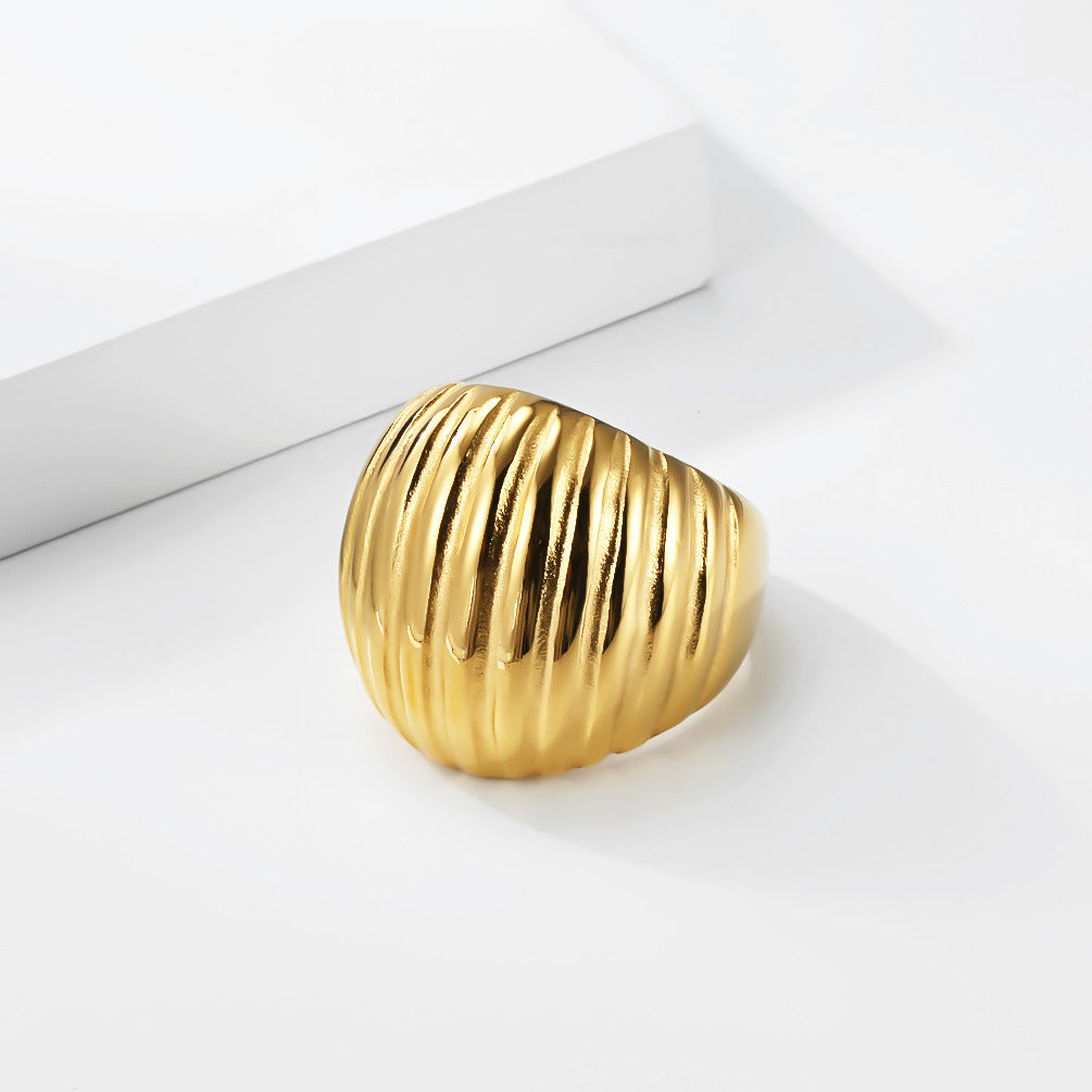 Titanium Steel Ring With Bold Wave Pattern Unisex Jewelry By Planderful Everyday Genie