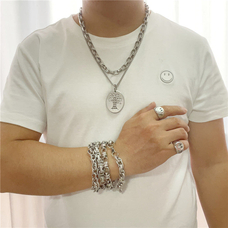 Titanium Steel Tree of Life Pendant Necklace for Men and Women - Retro Trendy Design