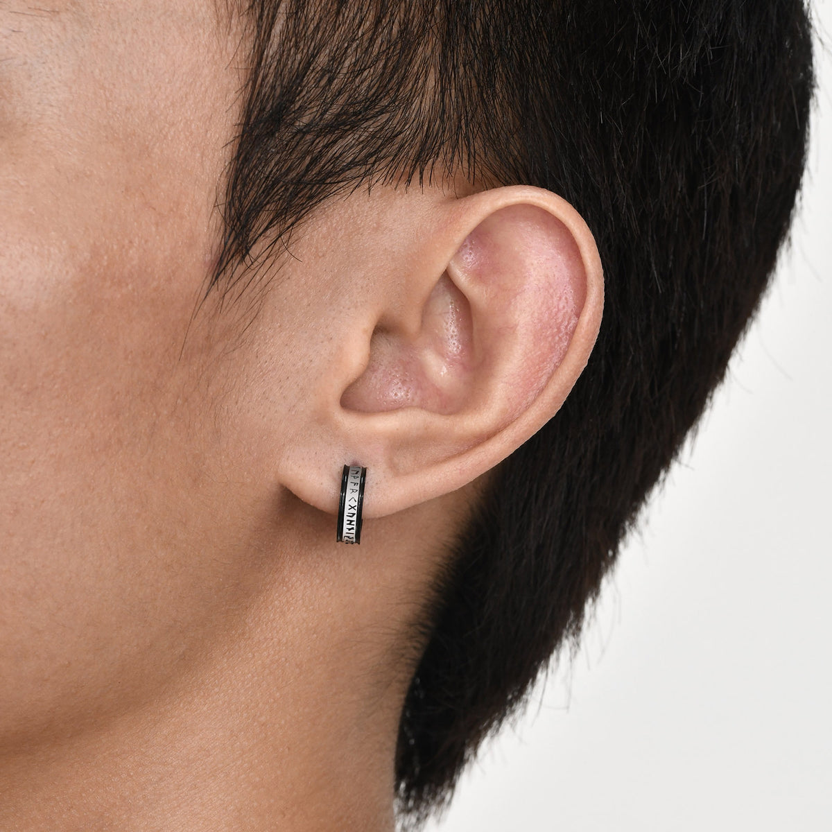 Stainless Steel Viking Black Earrings