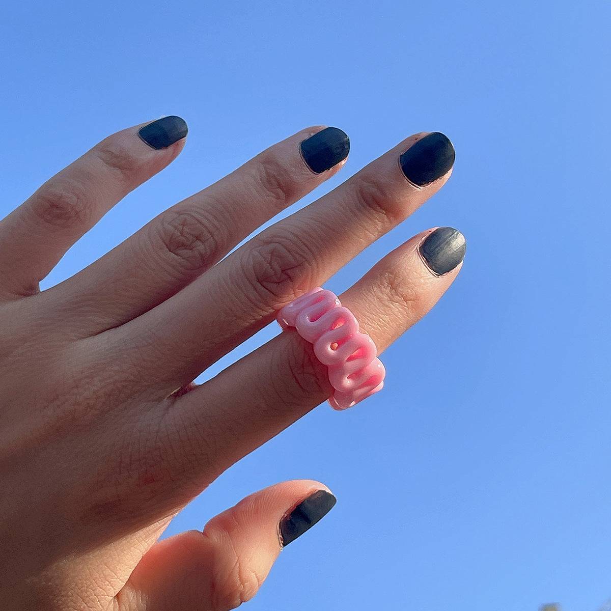 Sweet Cool Wave Geometric Ring and Simple Bracelet Set with Creative Pastoral Design