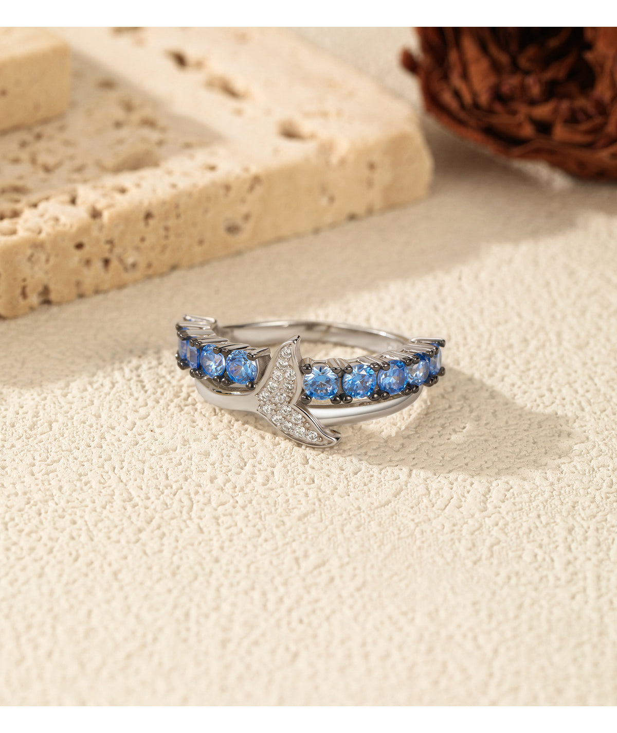 925 Sterling Silver Blue Mermaid Tail Ring