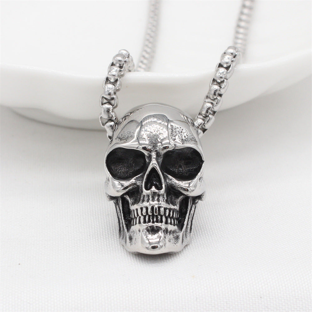 Planderful Skull Pendant Necklace Titanium Steel Unisex Versatile Hip Hop Jewelry Personalize Protection Statement