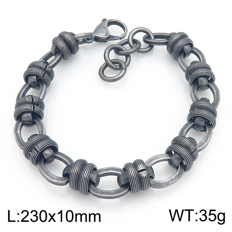 Hip Hop Knot Punk Vintage Wrap Ring Cuban Chain Stainless Steel Men's Bracelet
