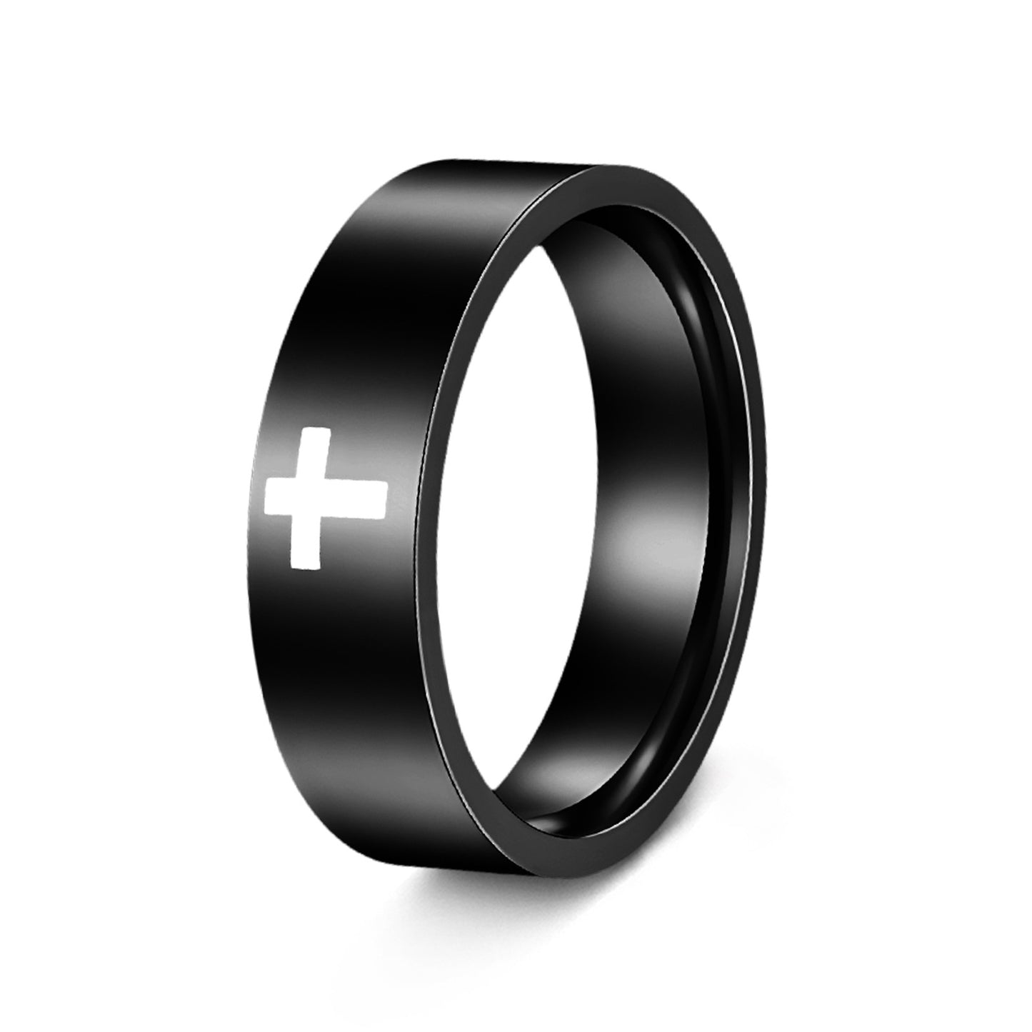 Planderful Everyday Genie Cross Stainless Steel Ring Unisex 6mm 8mm Protective Statement Jewelry