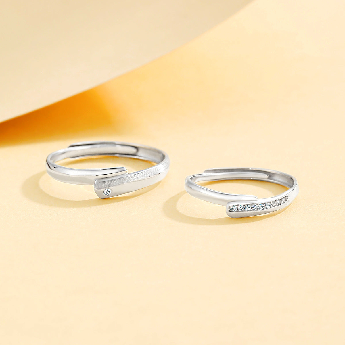 Planderful S925 Sterling Silver Heart Woven Couple Ring Elegant Adjustable Opening For Couples