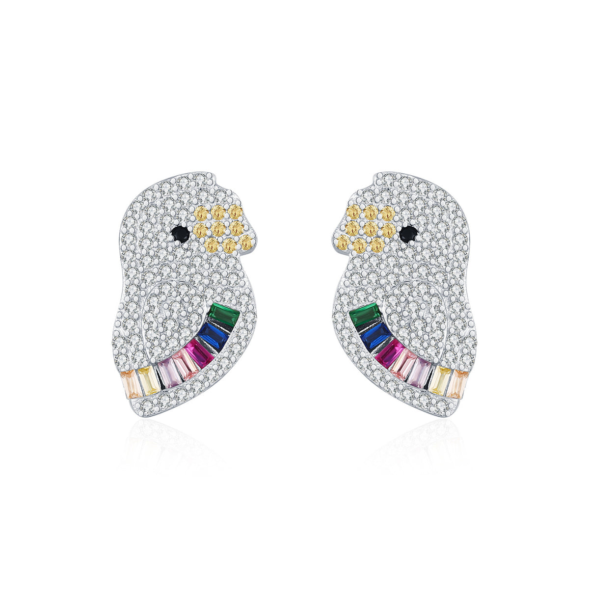 925 Sterling Silver Parrot Earrings