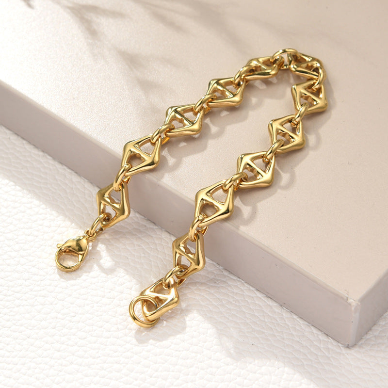 Planderful Jewelry Everyday Genie Geometric Necklace And Bracelet Set In 18K Electroplated Steel