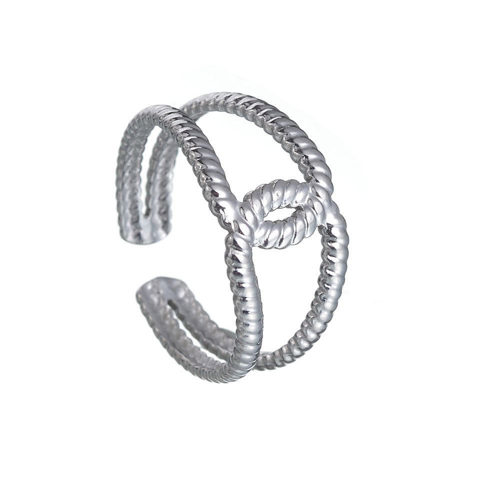 Stylish Couples Stainless Steel Geometric Ring Set