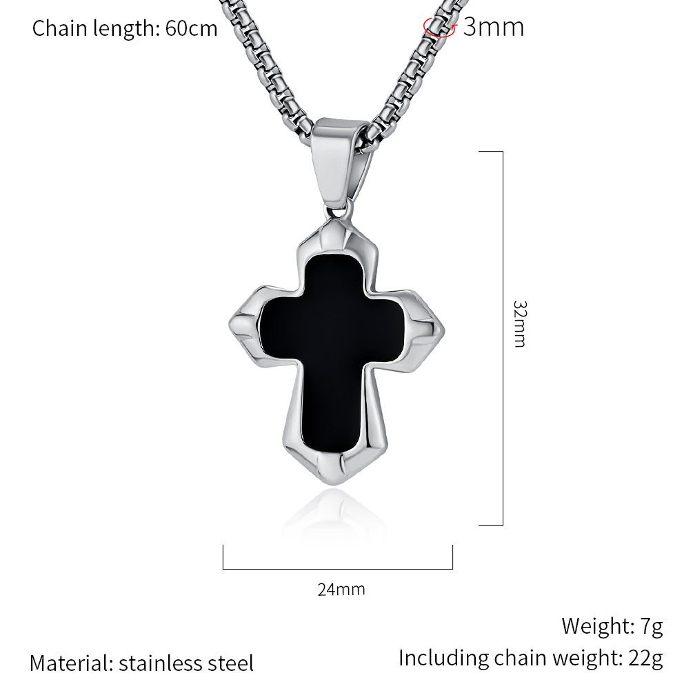 Planderful Cross Necklace Unisex Titanium Steel Oil Drip Finish Edgy Punk Hip Hop Pendant