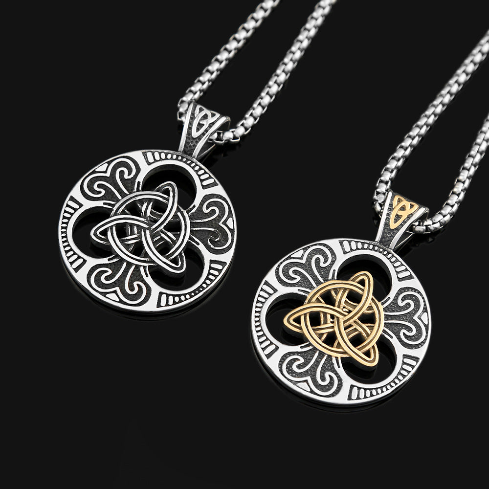 Foreign Trade Explosion Stainless Steel Irish Knot Pendant Necklace for Men