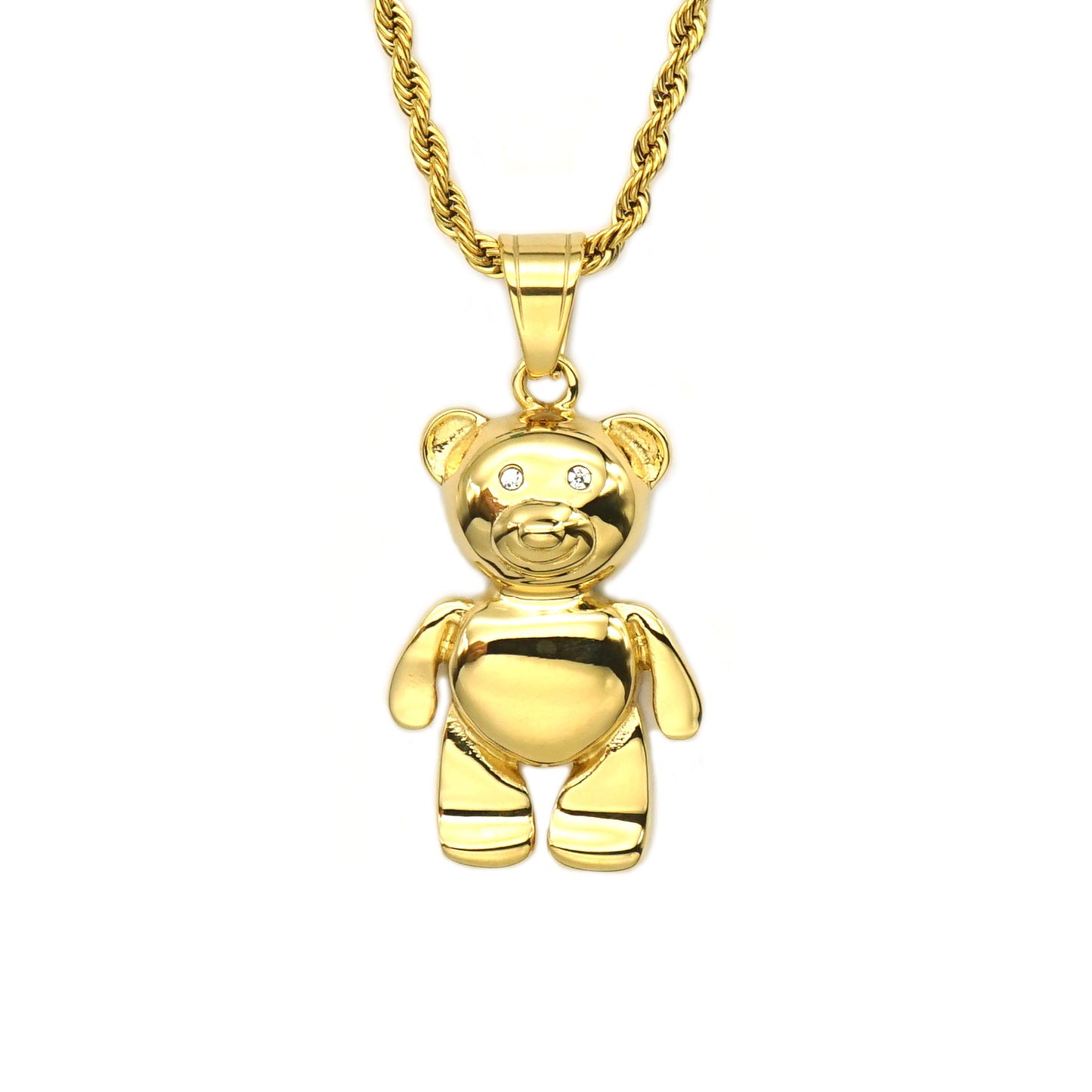 Steel Necklace - Statement Everyday Genie Bear Pendant