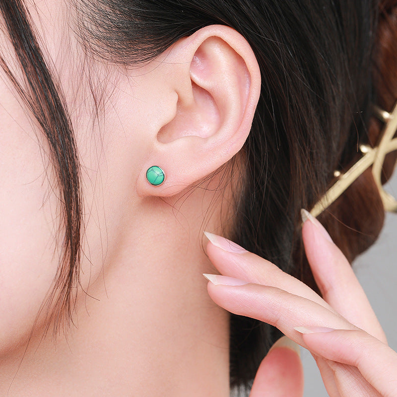925 Sterling Silver Turquoise Stud Earrings