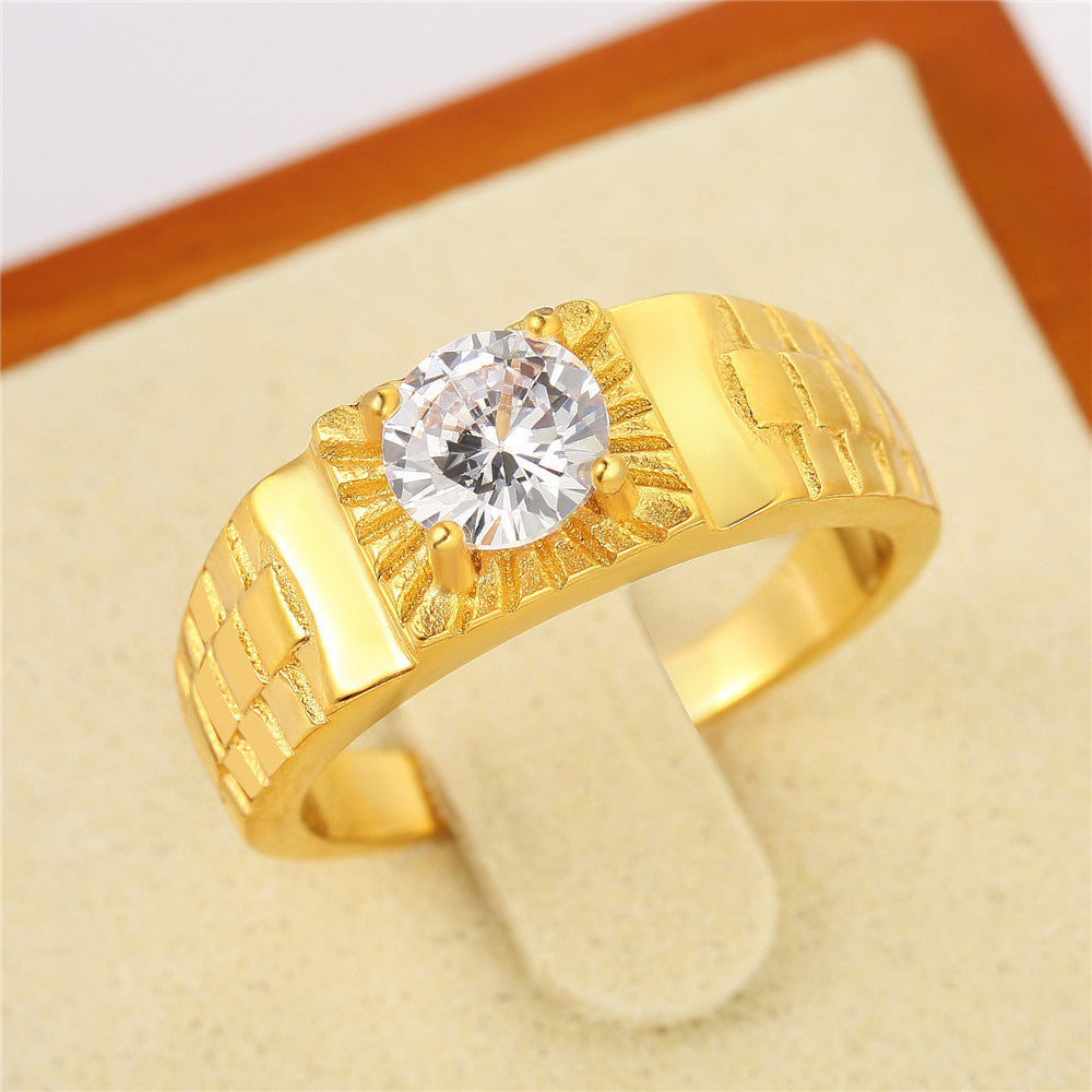 Elegant Titanium Steel Zircon Wedding Ring for Men - Wholesale Foreign Trade Jewelry
