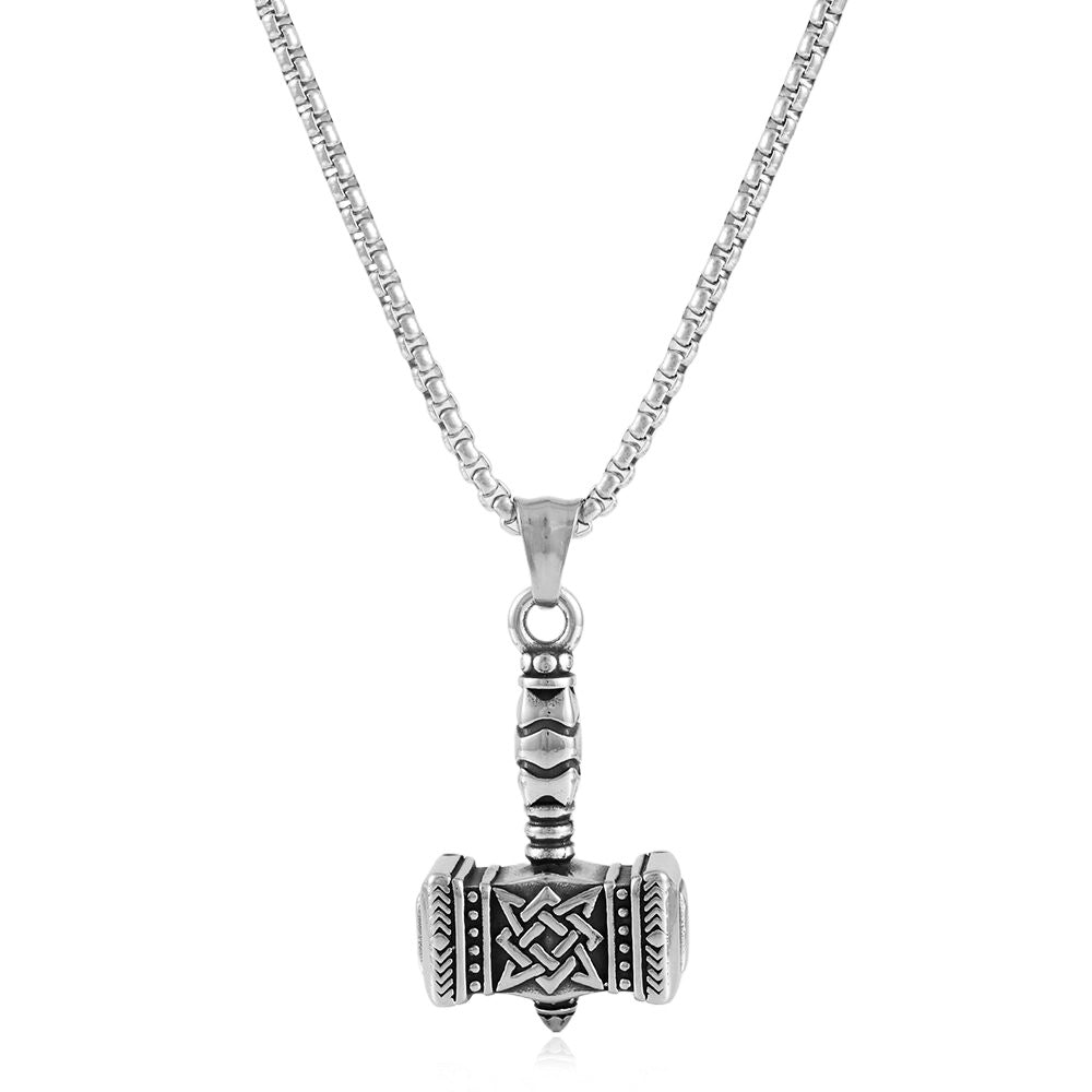 European And American Titanium Steel Hammer Pendant Necklace