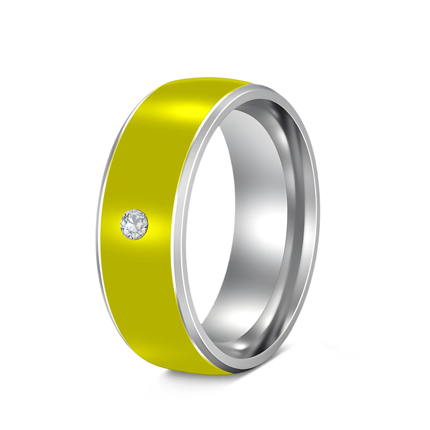 Planderful Everyday Genie Stainless Steel Zircon Ring For Men And Women 8mm Multicolor Does Not Fade