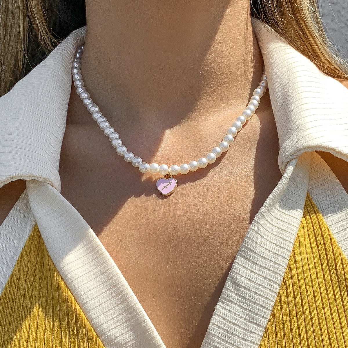 Planderful Vienna Verve Constellation Imitation Pearl Clavicle Necklace For Fashionable Women Double Sided Pendant