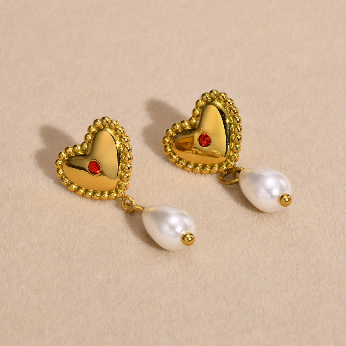 Stainless Steel Zircon Pearl Earrings