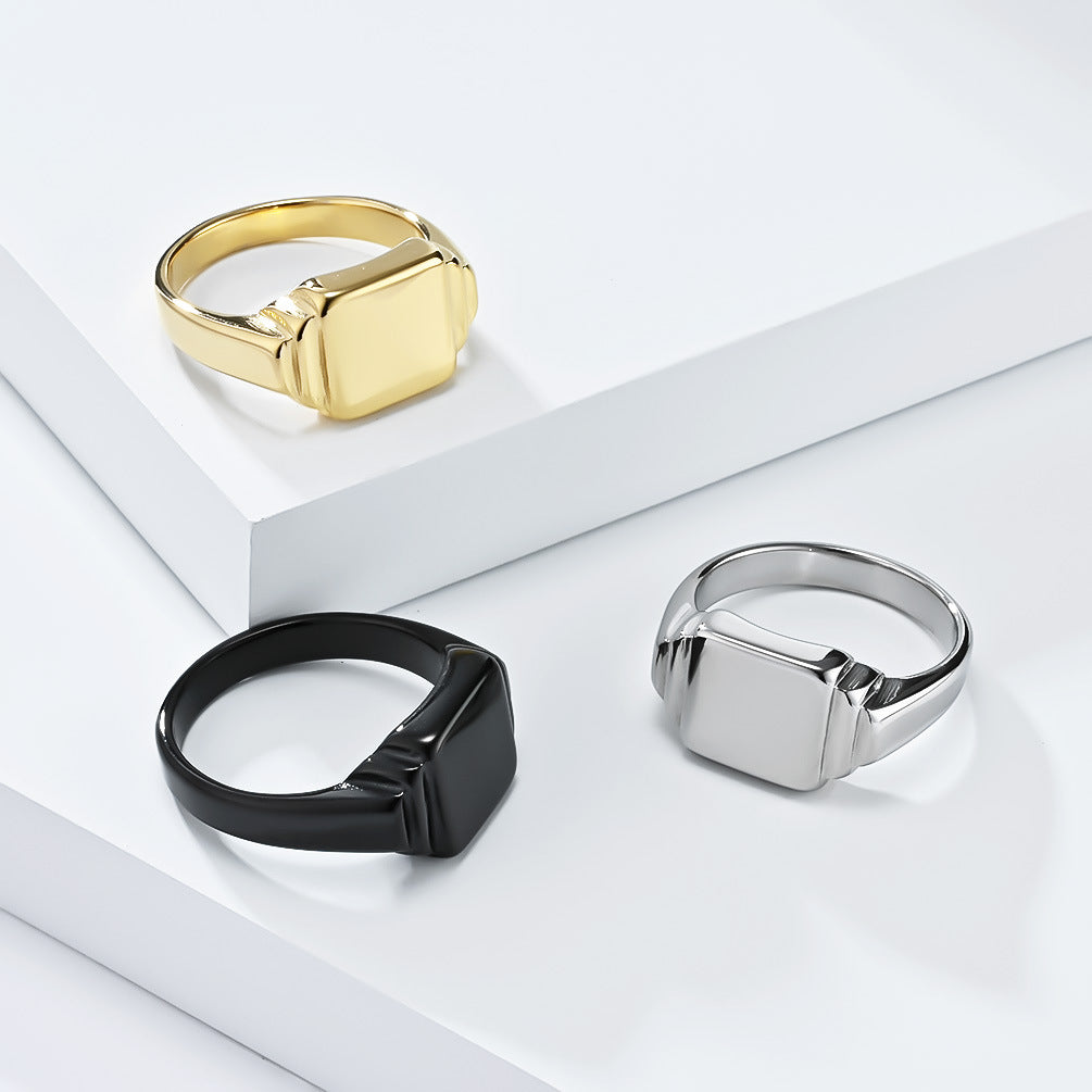 Planderful Titanium Steel Ring Unisex Geometric Square Design For Men And Women Everyday Jewelry