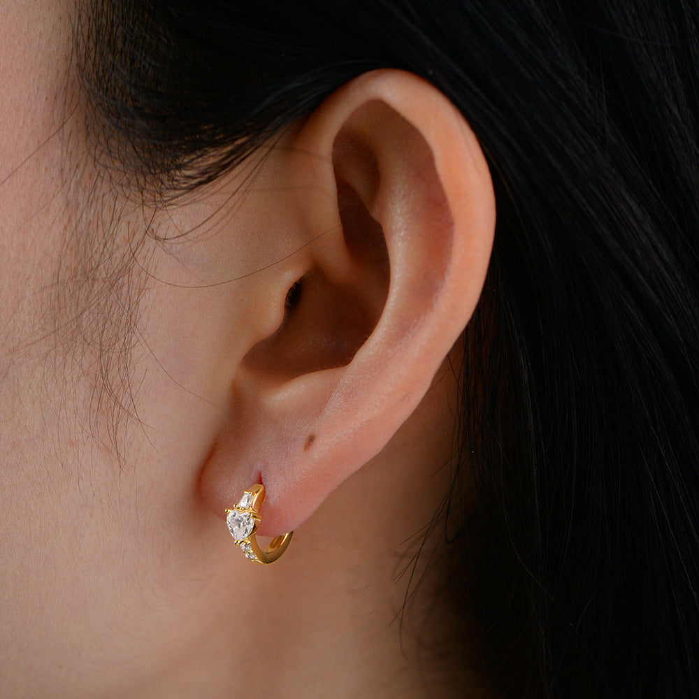 S925 Sterling Silver Love Zircon Earrings Exquisite Niche Earrings