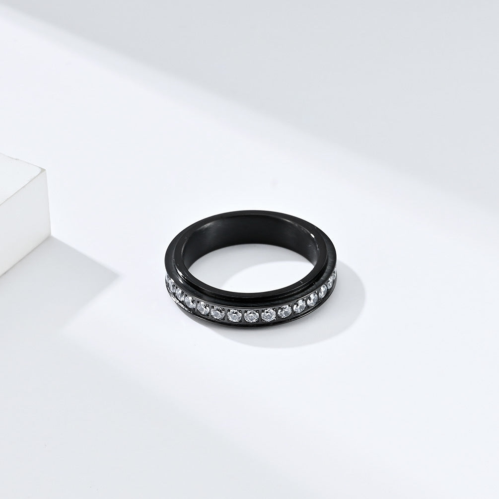 Planderful Rotating Zircon Ring For Women 6mm Stainless Steel Everyday Genie Collection