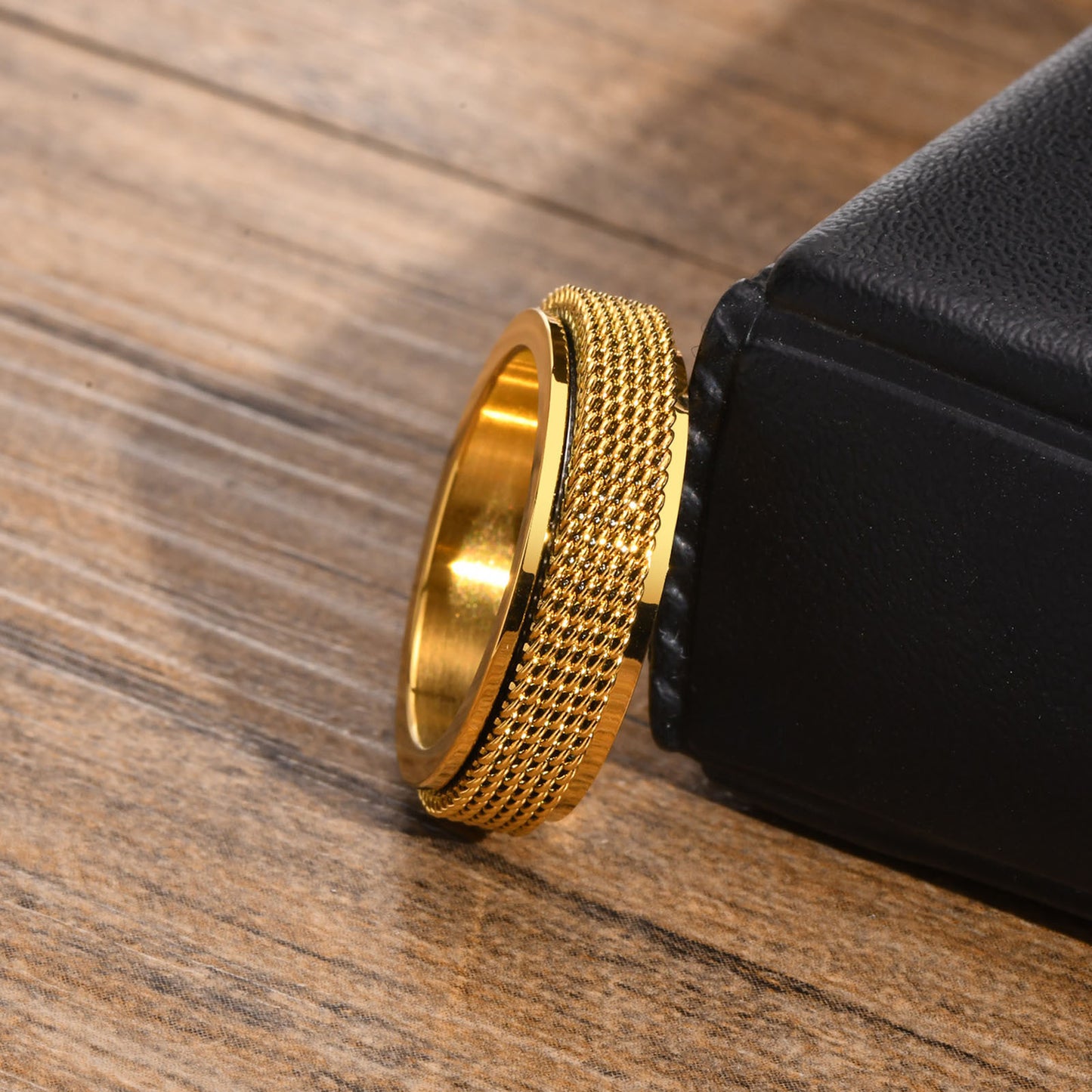 Men's Titanium Steel Ring Stainless Steel Mesh Rotary Ring