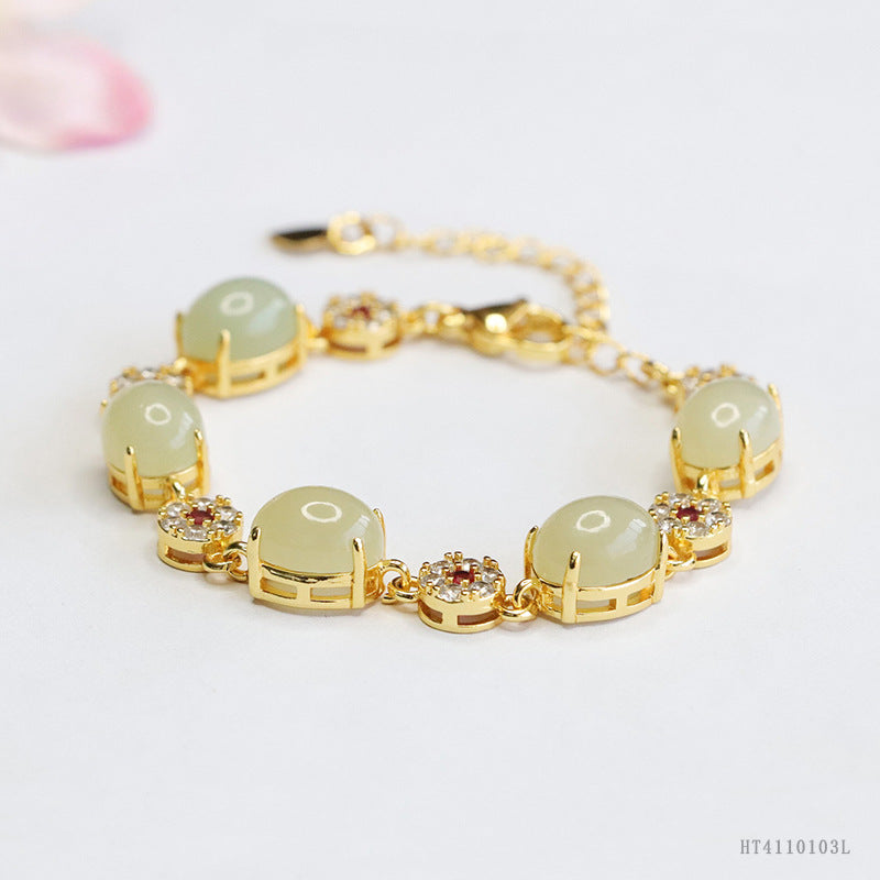 Qingshui Hetian Jade Five-Stone Bracelet