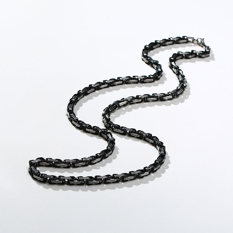 European And American 4MM Byzantine Men's Thick Chain Necklace