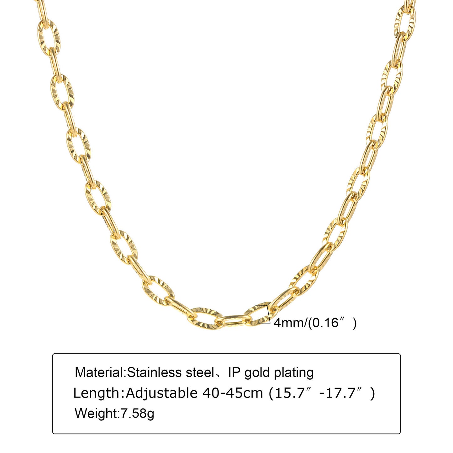 Stainless Steel Batch Flower O-Chain Necklace Gold Women's Stacked Wear