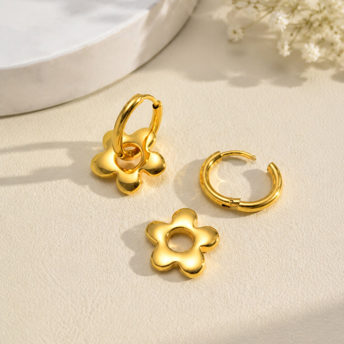 Stainless Steel Floral Earrings