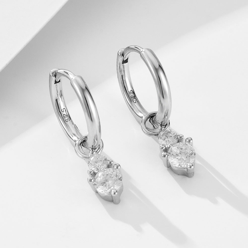 S925 Sterling Silver Earrings, Small Zircon Earrings, Tremella Decoration In Europe And America