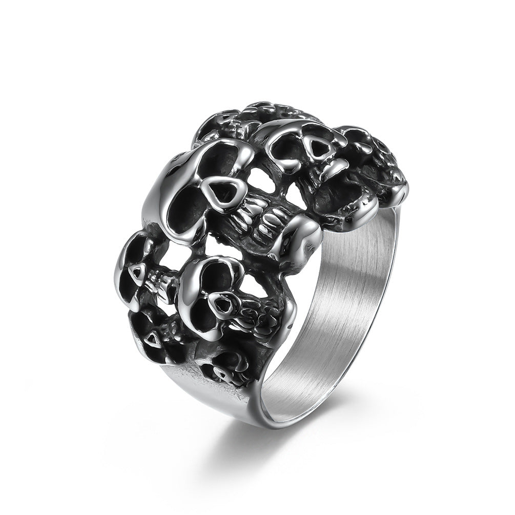 Gothic Stainless Steel Skull Biker Ring Cocktail Party Stainless Steel Locomotive