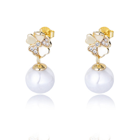 S925 Sterling Silver Flower Inlaid Zircon Earrings