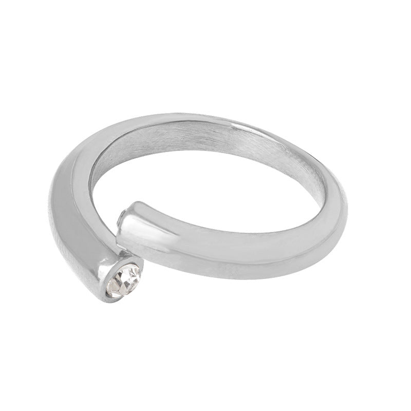 Unique Geometric Inlay Design Titanium Steel Ring for Women
