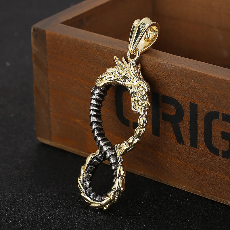 Titanium Steel Viking Dragon Pendant for Men - Retro and Bold Design