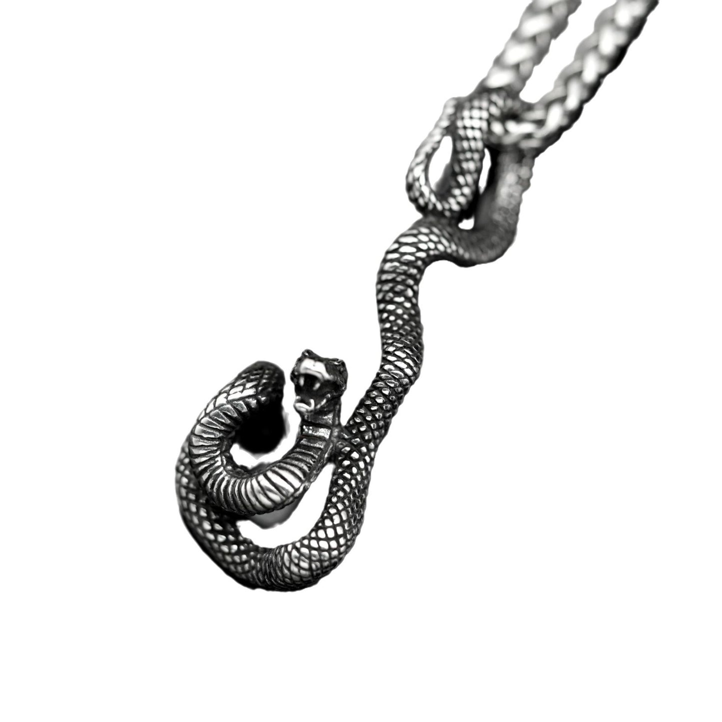 Steel Necklace – Vintage Snake Pendant