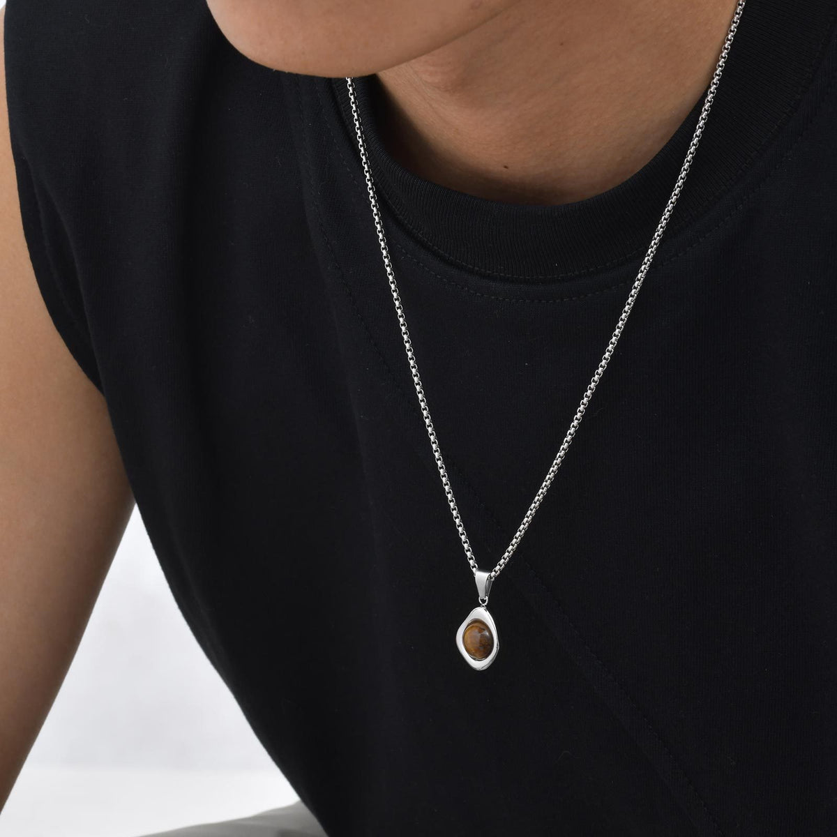 Stainless Steel Stone-Inlay Pendants — Chain Optional