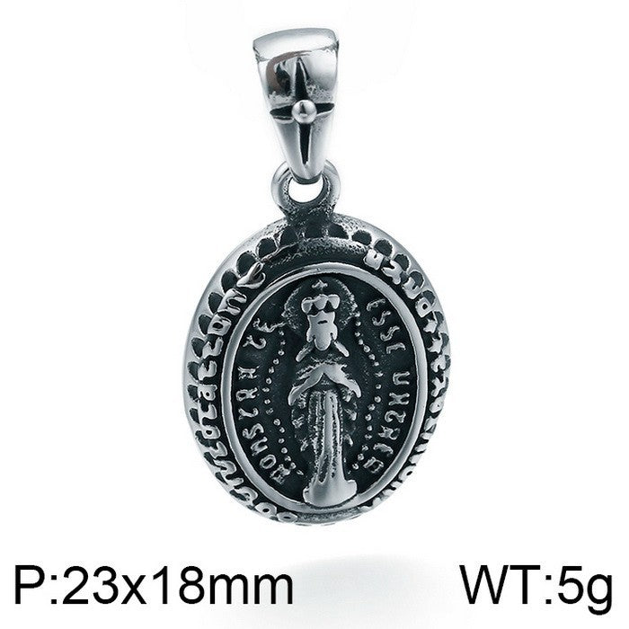 Planderful Vintage Cross Flower Mens Pendant Black Zircon