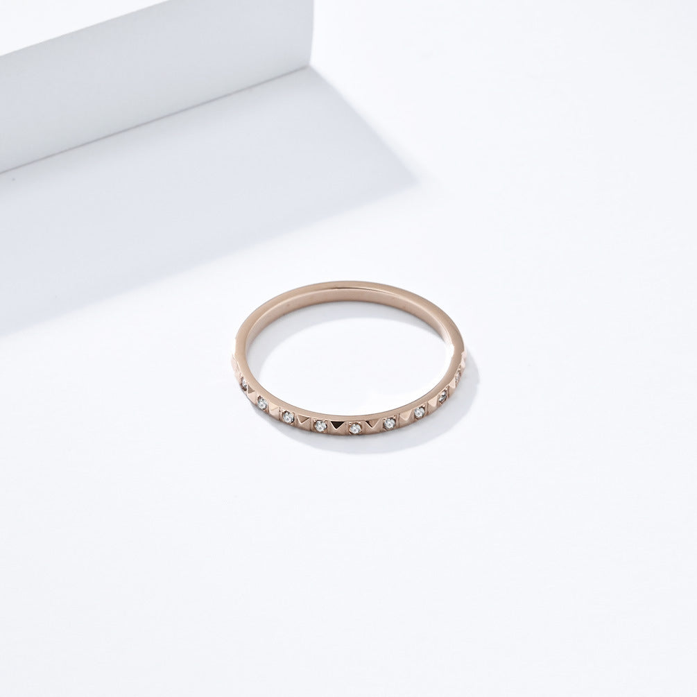 Planderful Zircon Tail Ring Titanium Steel Stacked Ring For Everyday Elegant Women