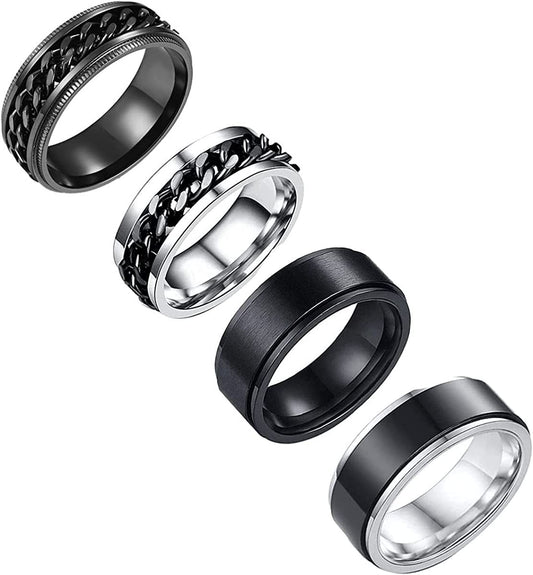 Rotating Titanium Steel Men's Ring - Stylish European and American Jewelry