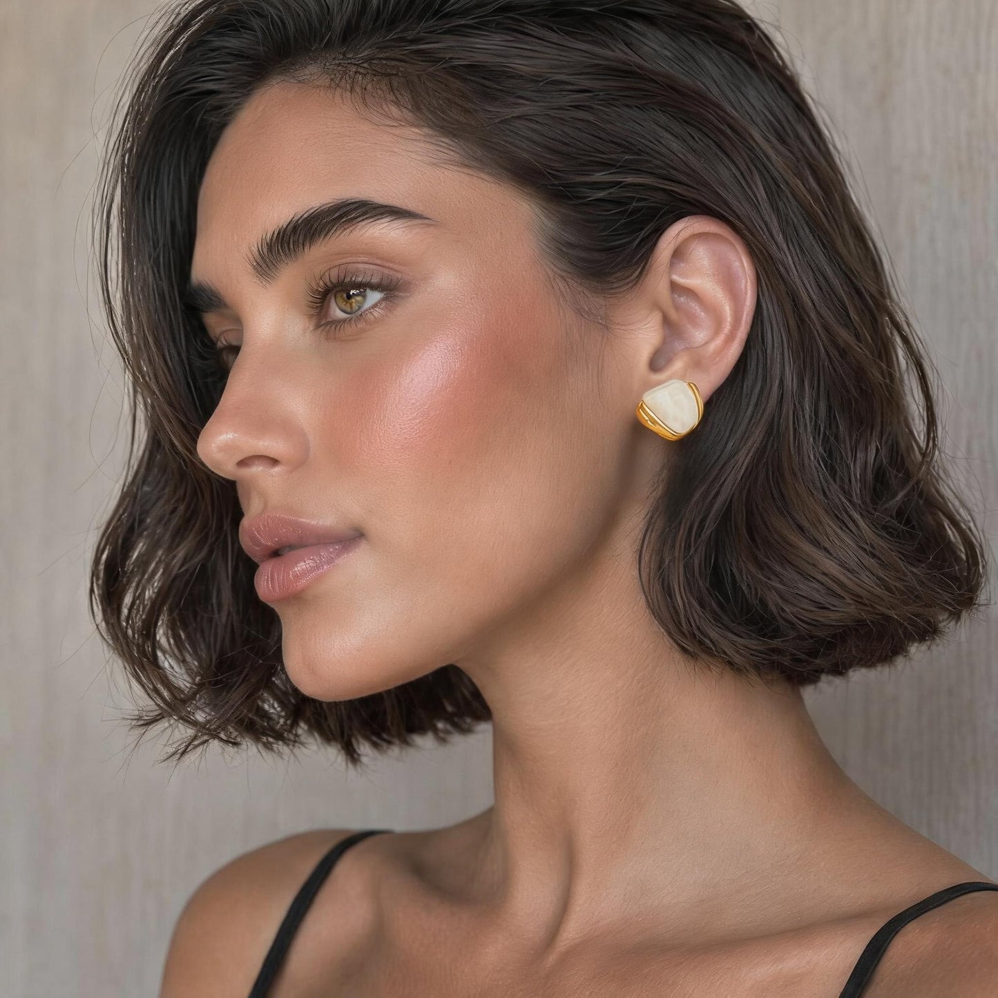 Planderful Vienna Verve Stainless Steel Stud Earrings Geometric Irregular Golden Edge Statement For Women