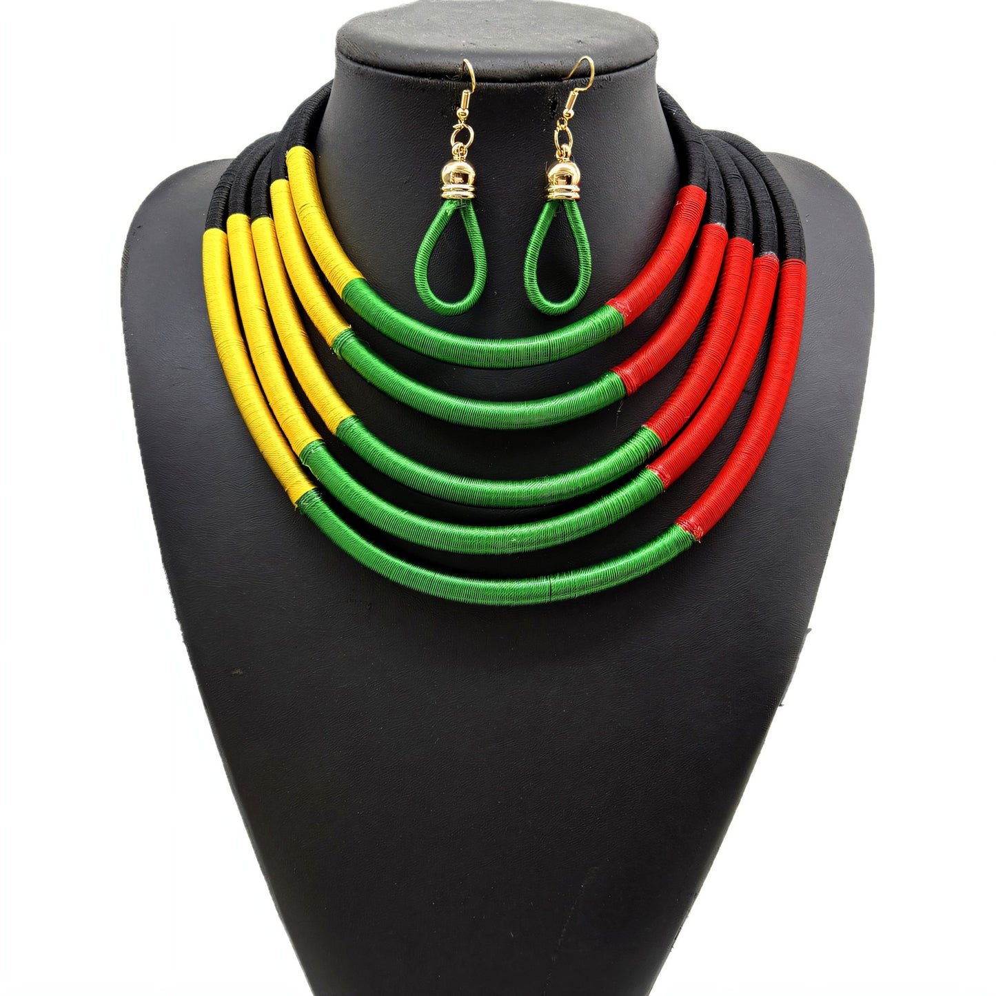 Planderful Savanna Rhythms Necklace and Earrings Set – Fashionable Multi-Layer Design