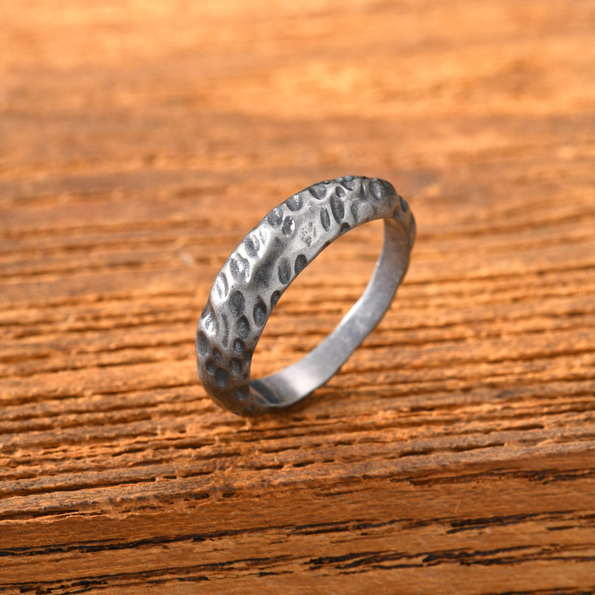 Karst Ring Stainless Steel Irregular Depression Silver