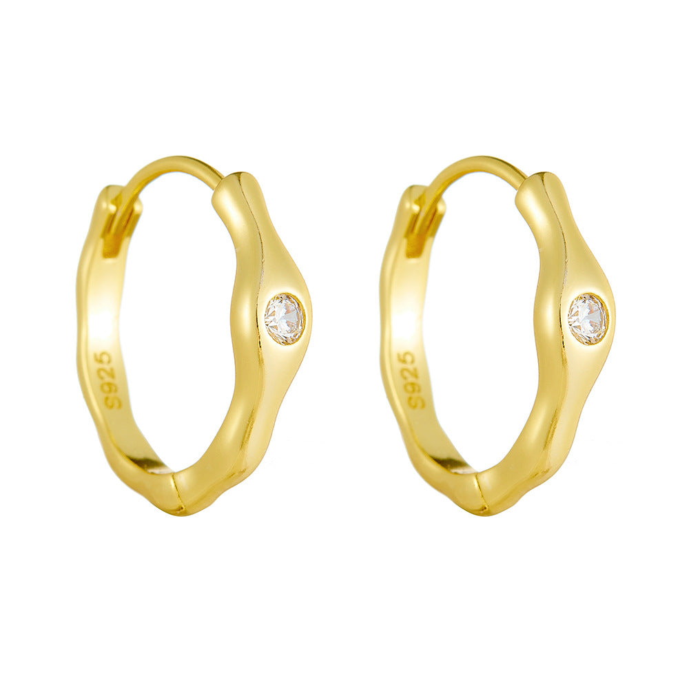 Planderful S925 Sterling Silver Irregular Geometric Earrings For Women Lightweight Zircon Sparkle