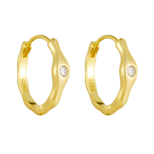 Planderful S925 Sterling Silver Irregular Geometric Earrings For Women Lightweight Zircon Sparkle