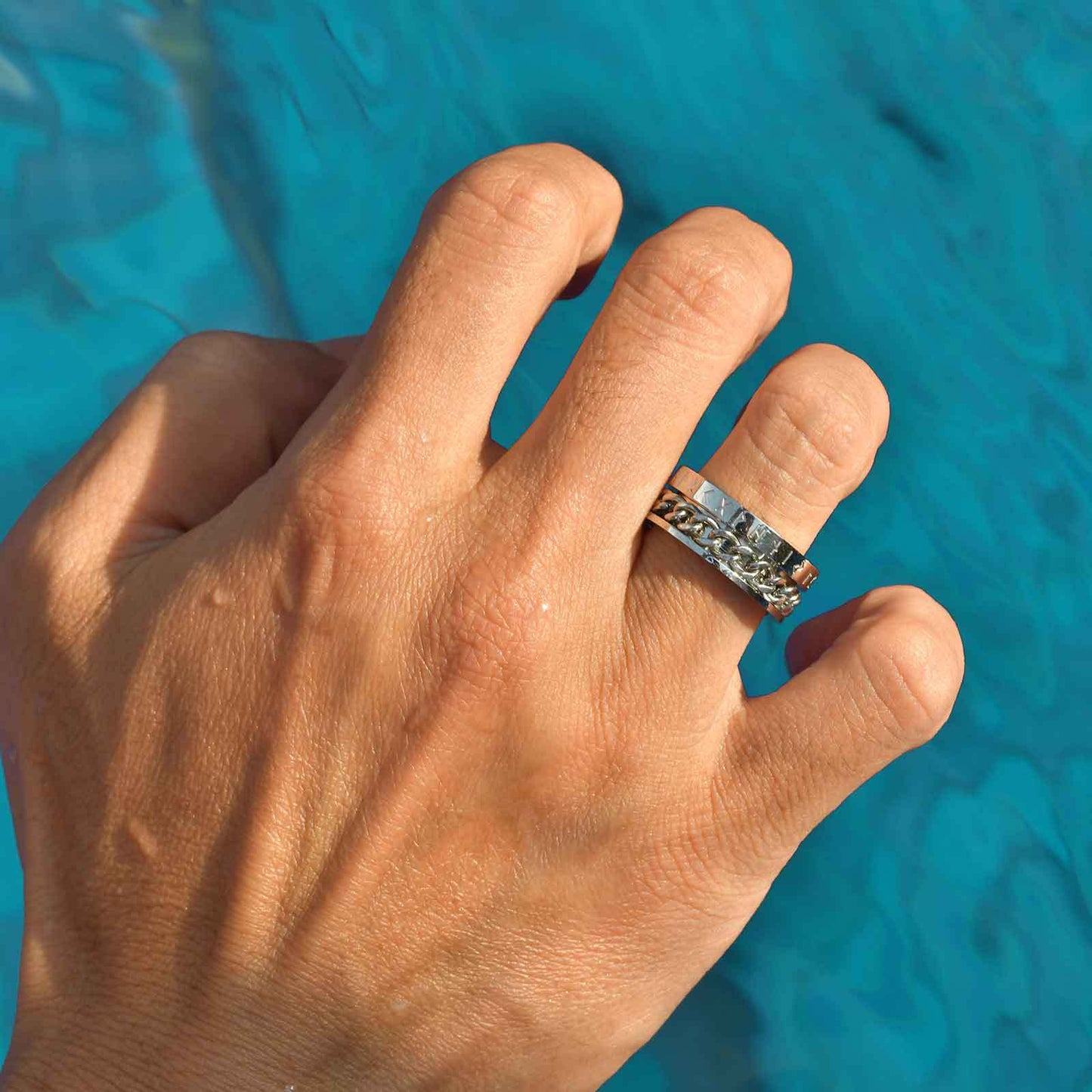 Viking Chain Rotatable Stainless Steel Ring Gold For Men