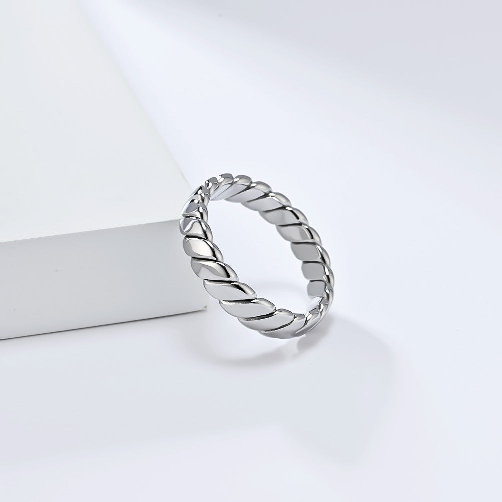 Steel Ring – Minimalist European American Style Geometric Twist Ring For Everyday Wear