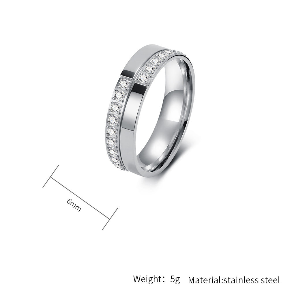 Planderful Unisex Titanium Zircon Ring For Everyday Wear Light Luxury Tarnish Resistant